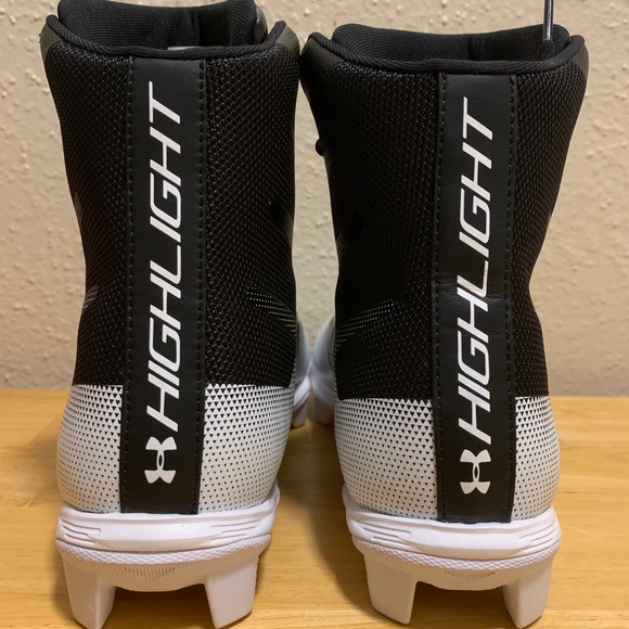 Under Armour HighLight Cleats Size 9.5 Black/White - Picture 4 of 5